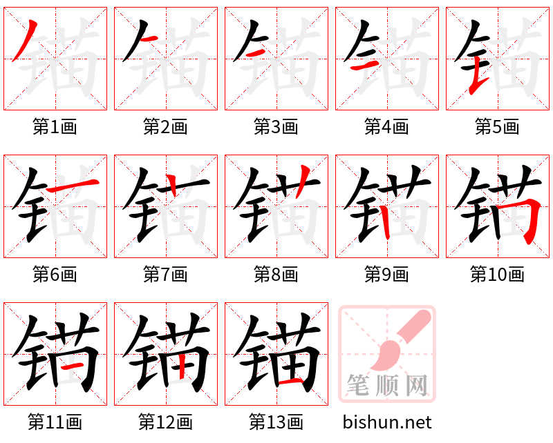 锚 笔顺规范