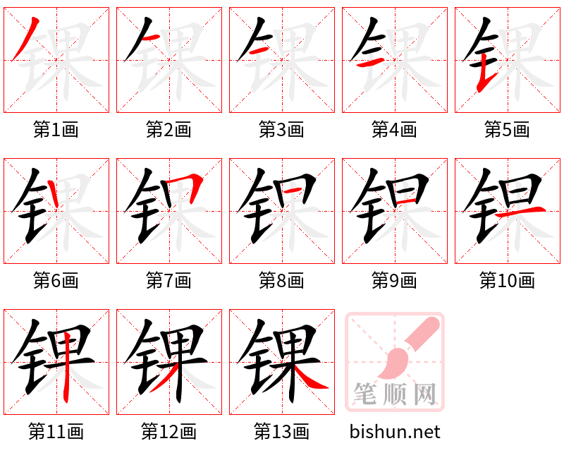 锞 笔顺规范