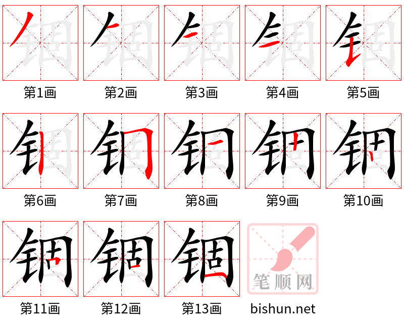 锢 笔顺规范