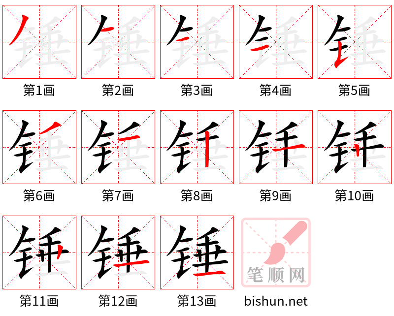 锤 笔顺规范