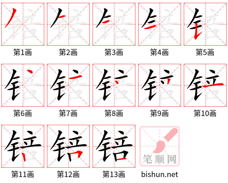 锫 笔顺规范