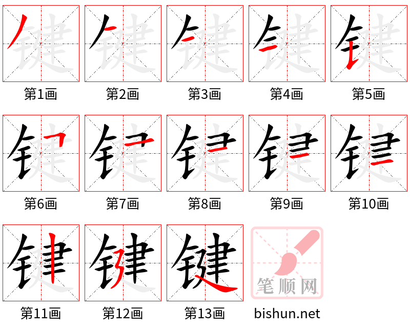 键 笔顺规范