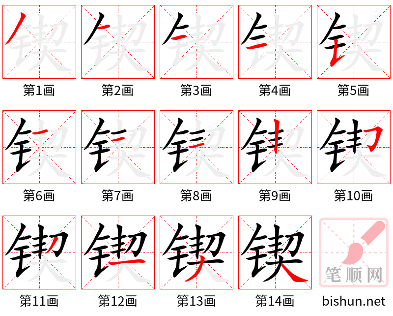 锲 笔顺规范