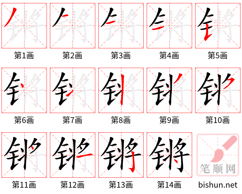 锵 笔顺规范