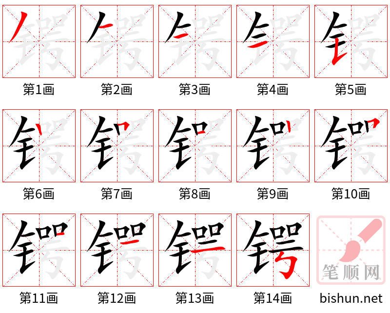 锷 笔顺规范