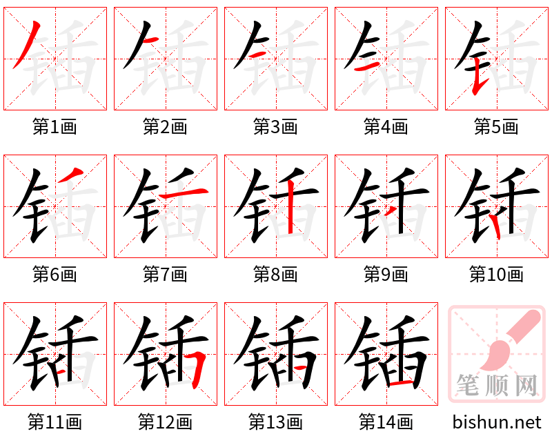 锸 笔顺规范