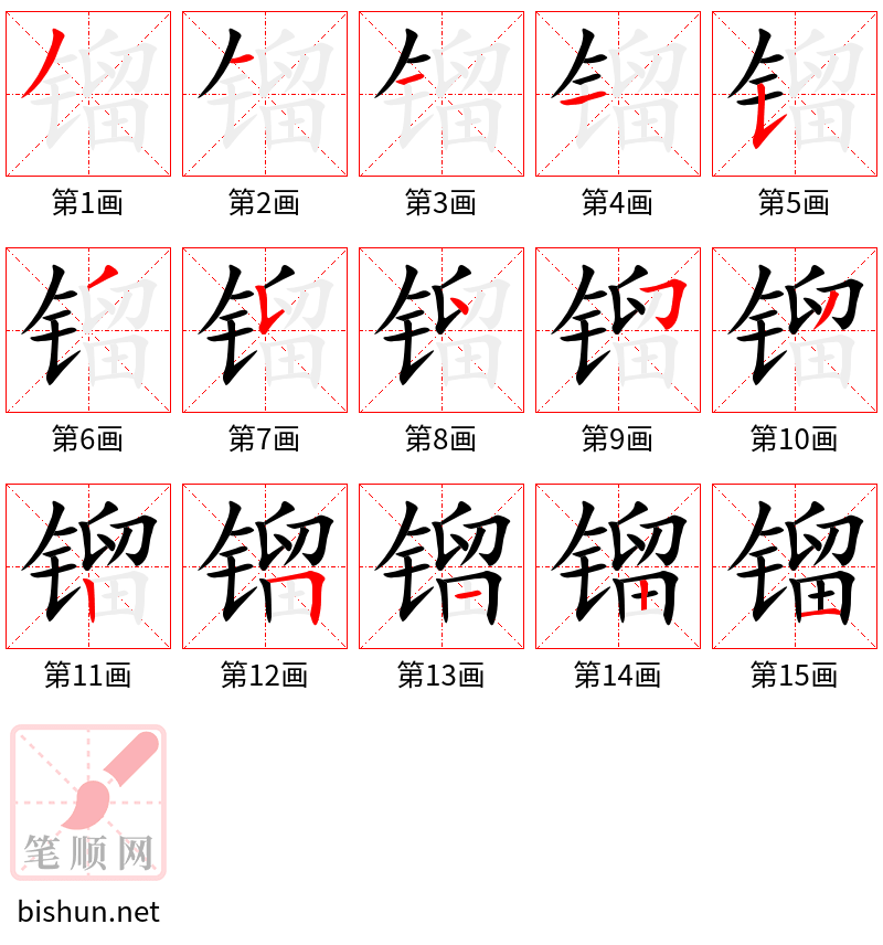 镏 笔顺规范