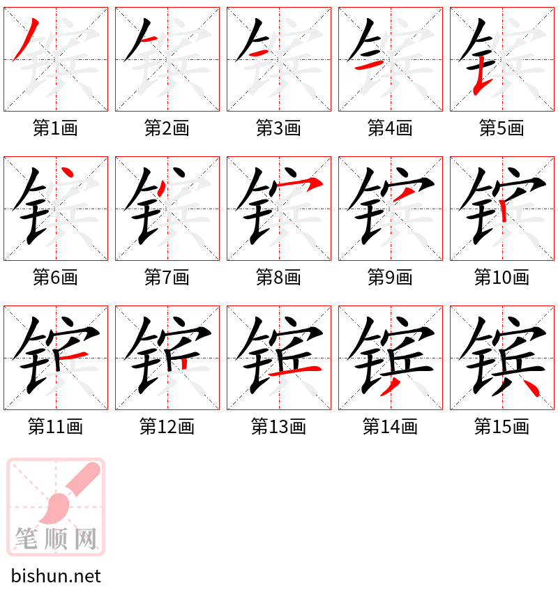 镔 笔顺规范