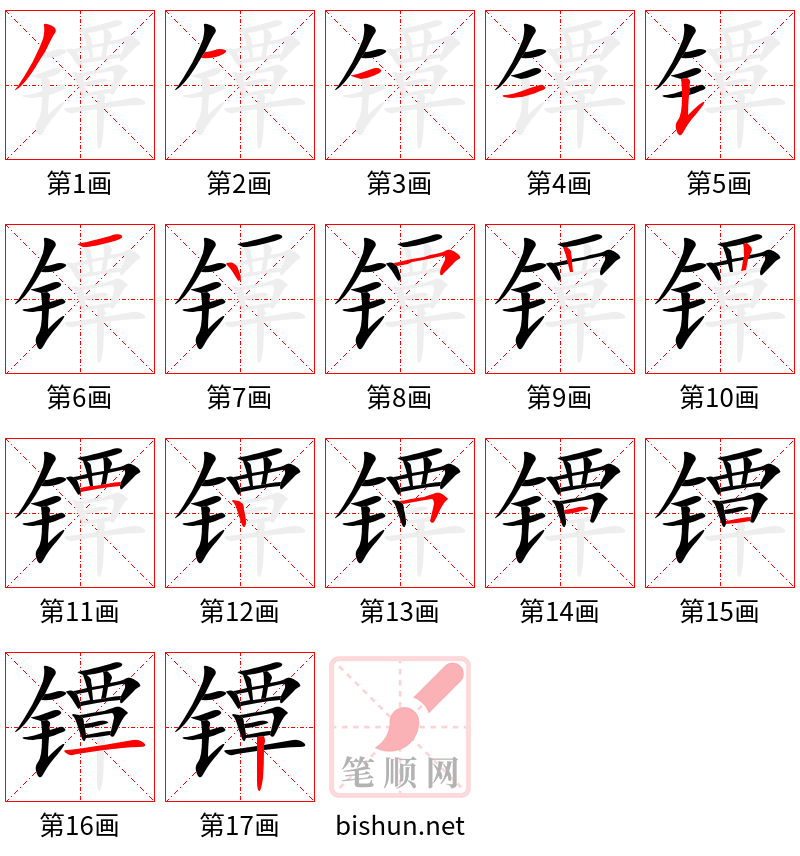 镡 笔顺规范