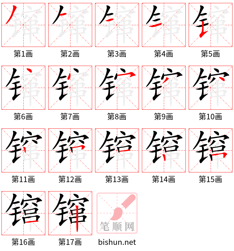 镩 笔顺规范