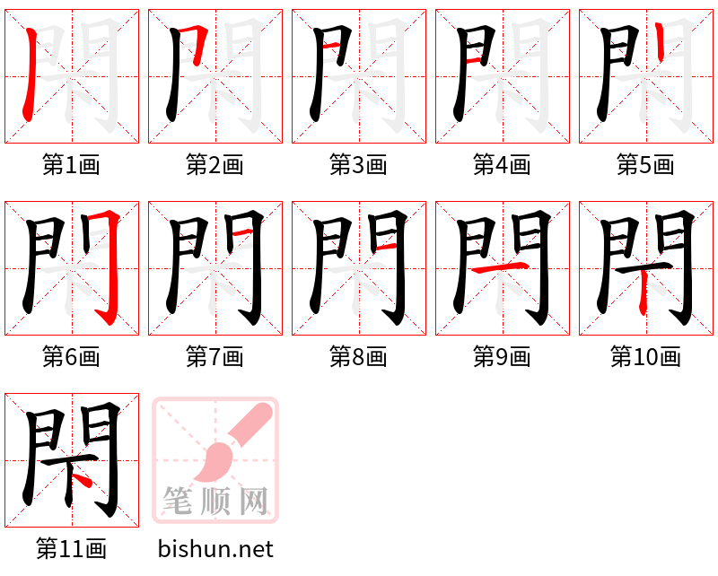 閇 笔顺规范