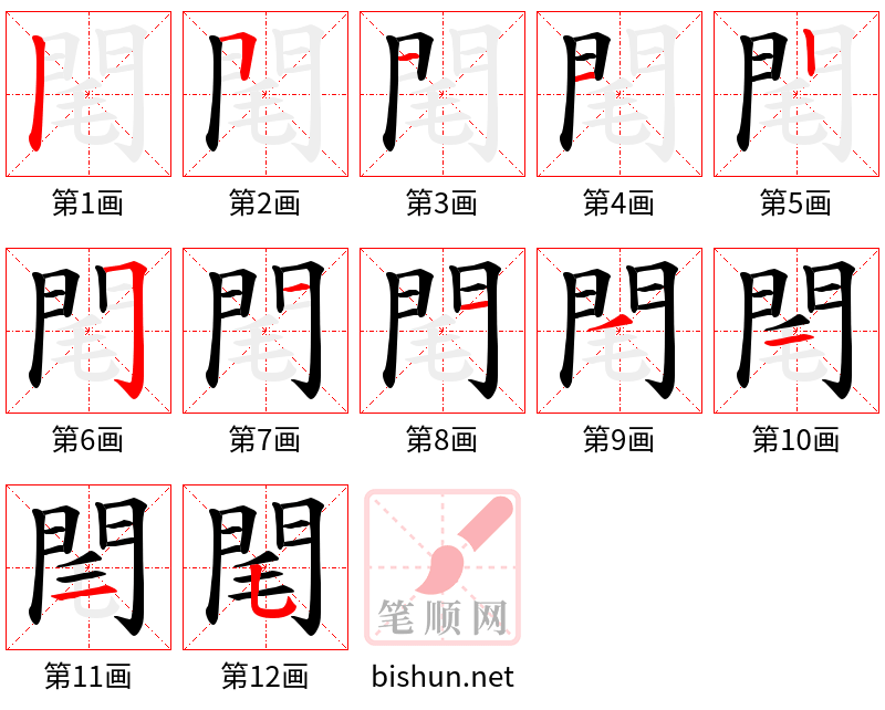 閐 笔顺规范