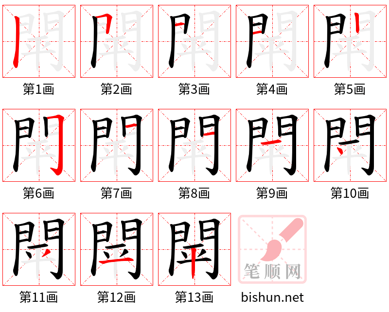 閛 笔顺规范