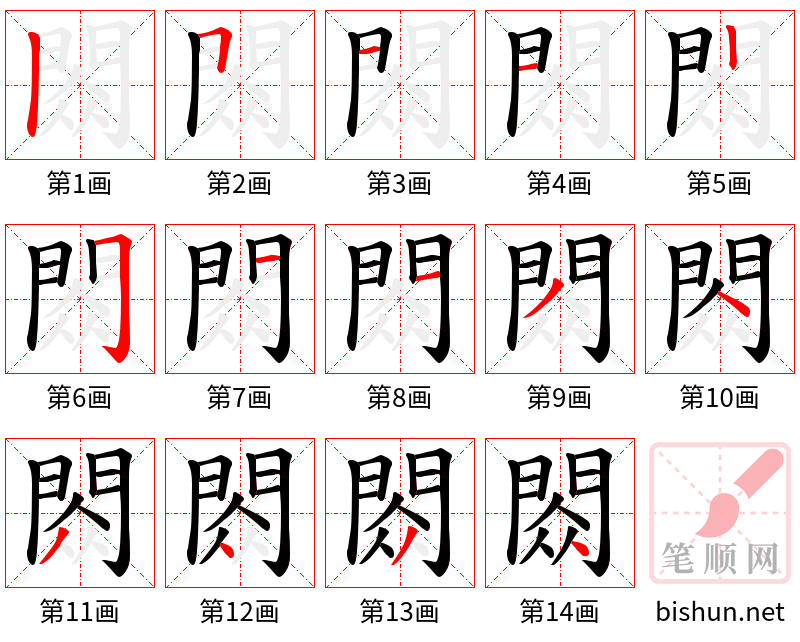 閦 笔顺规范