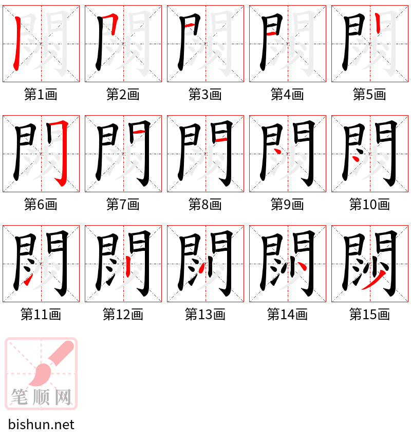 閯 笔顺规范