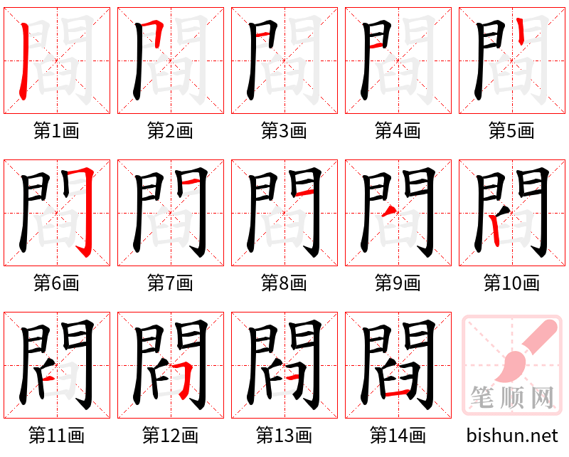 閰 笔顺规范