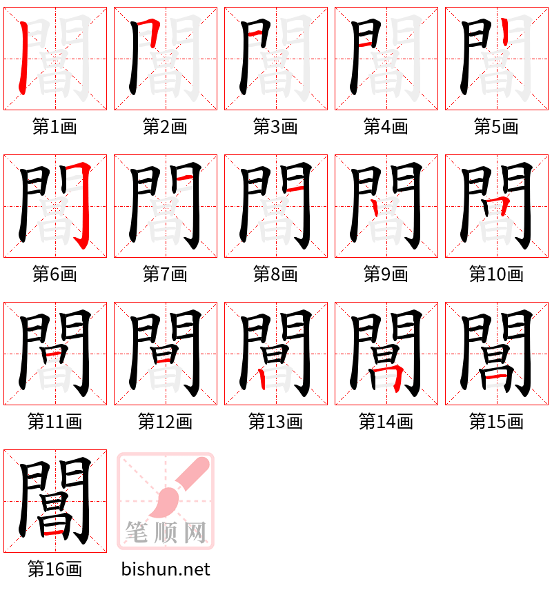 閶 笔顺规范