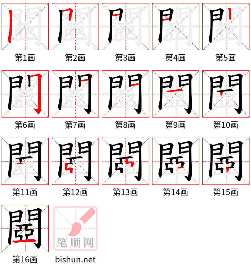 閸 笔顺规范