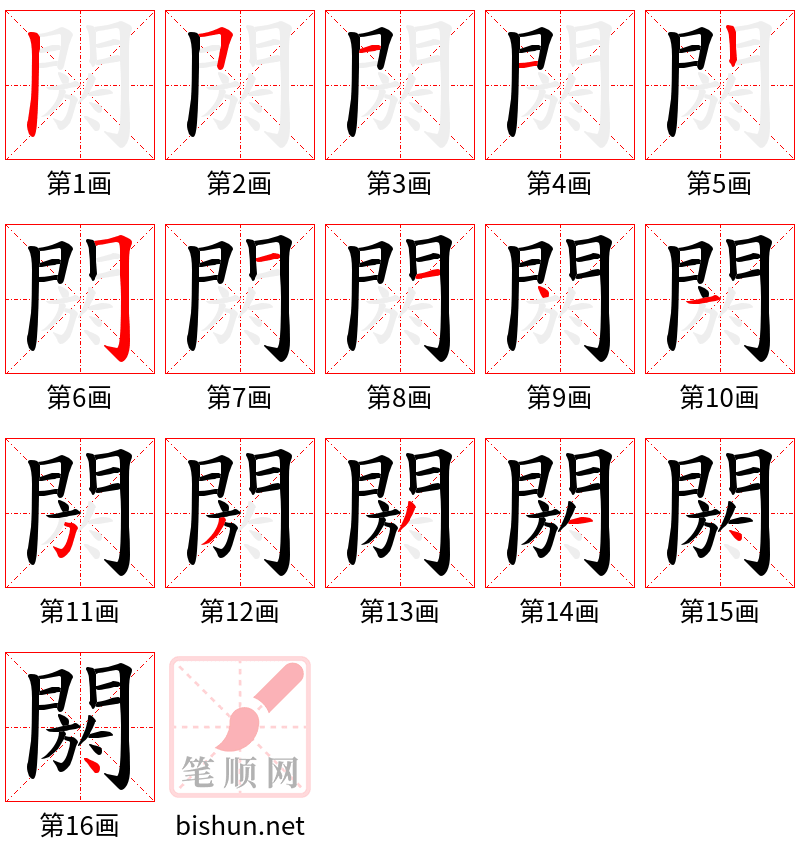 閼 笔顺规范