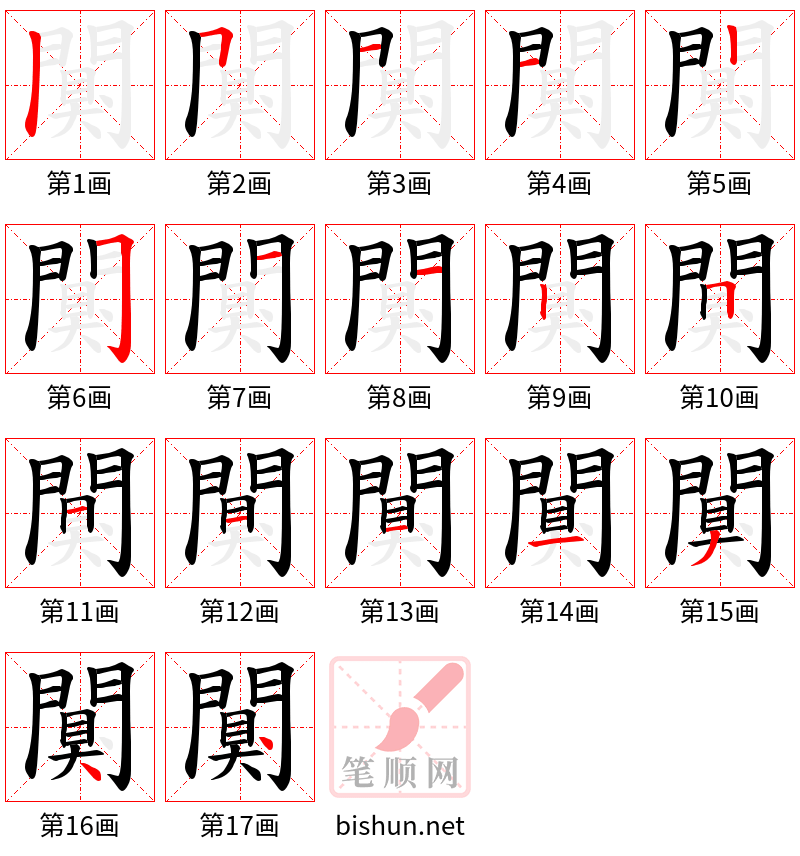 闃 笔顺规范