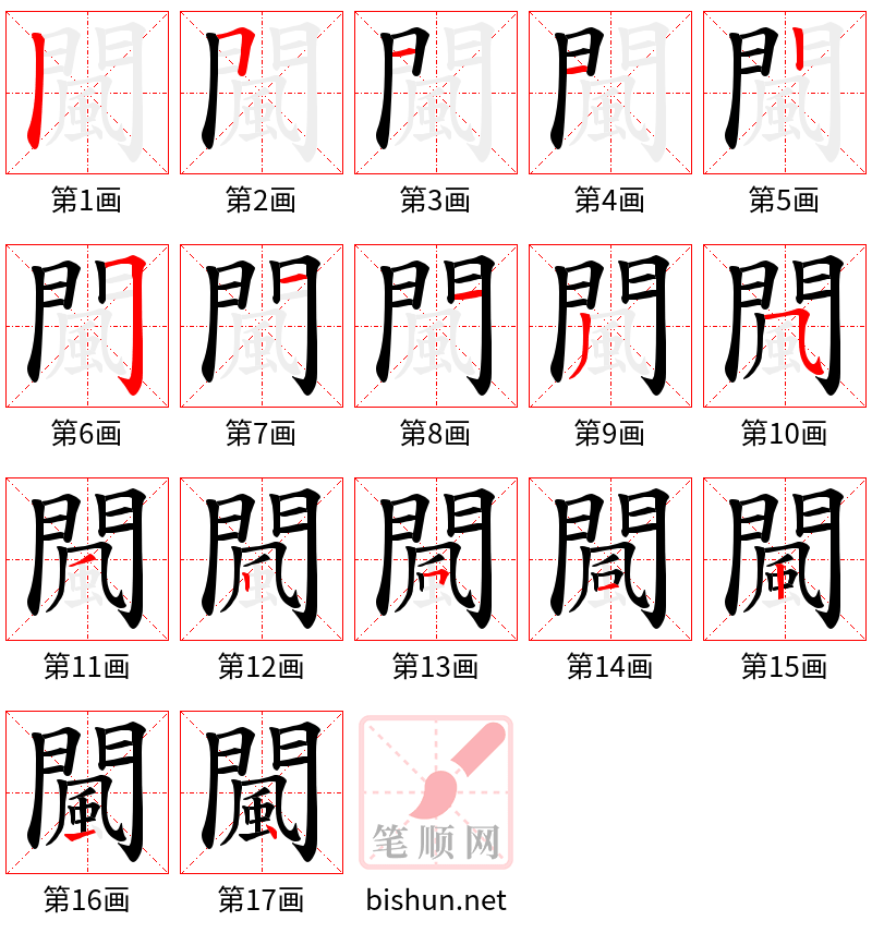 闏 笔顺规范