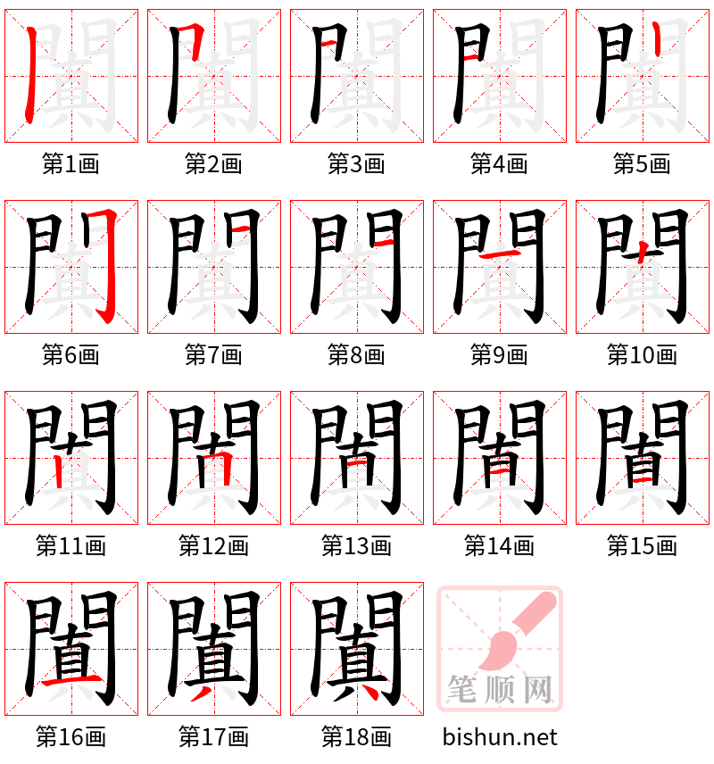 闐 笔顺规范