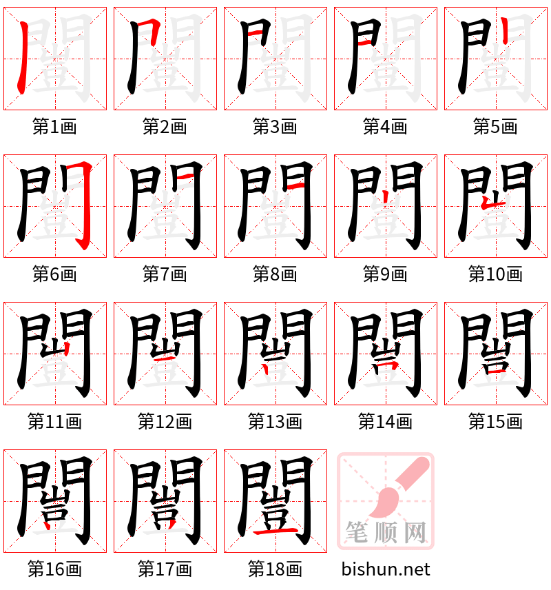 闓 笔顺规范