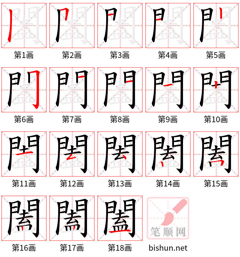 闔 笔顺规范