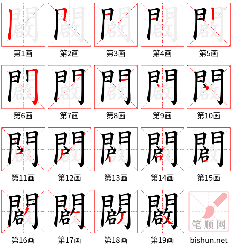 闙 笔顺规范