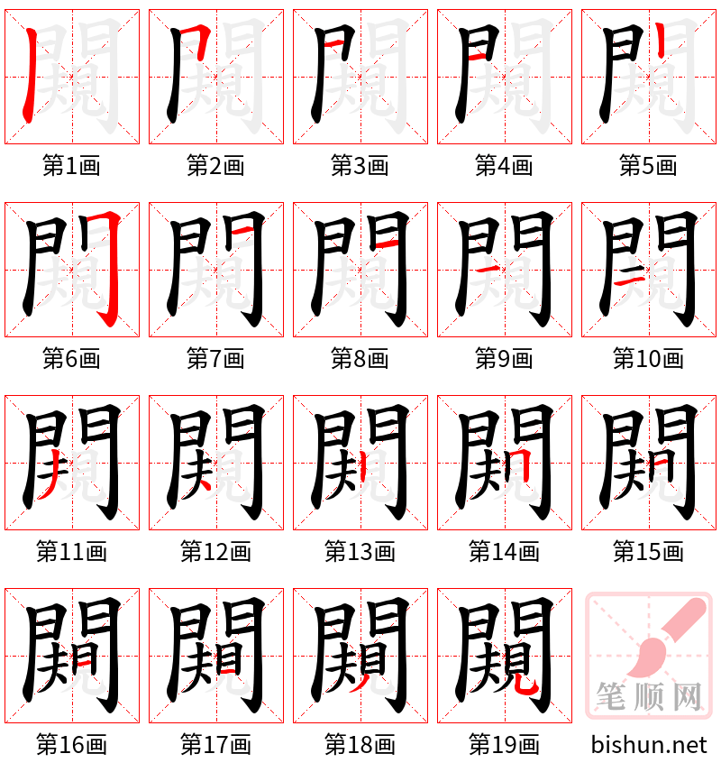 闚 笔顺规范