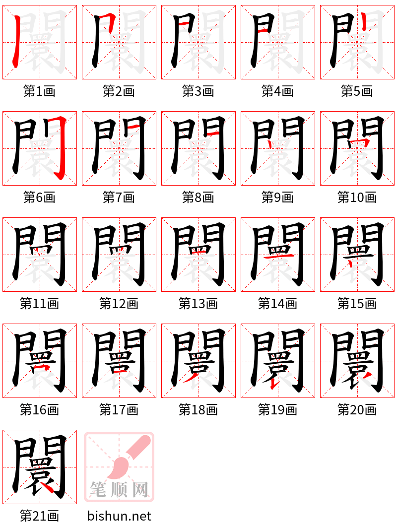 闤 笔顺规范