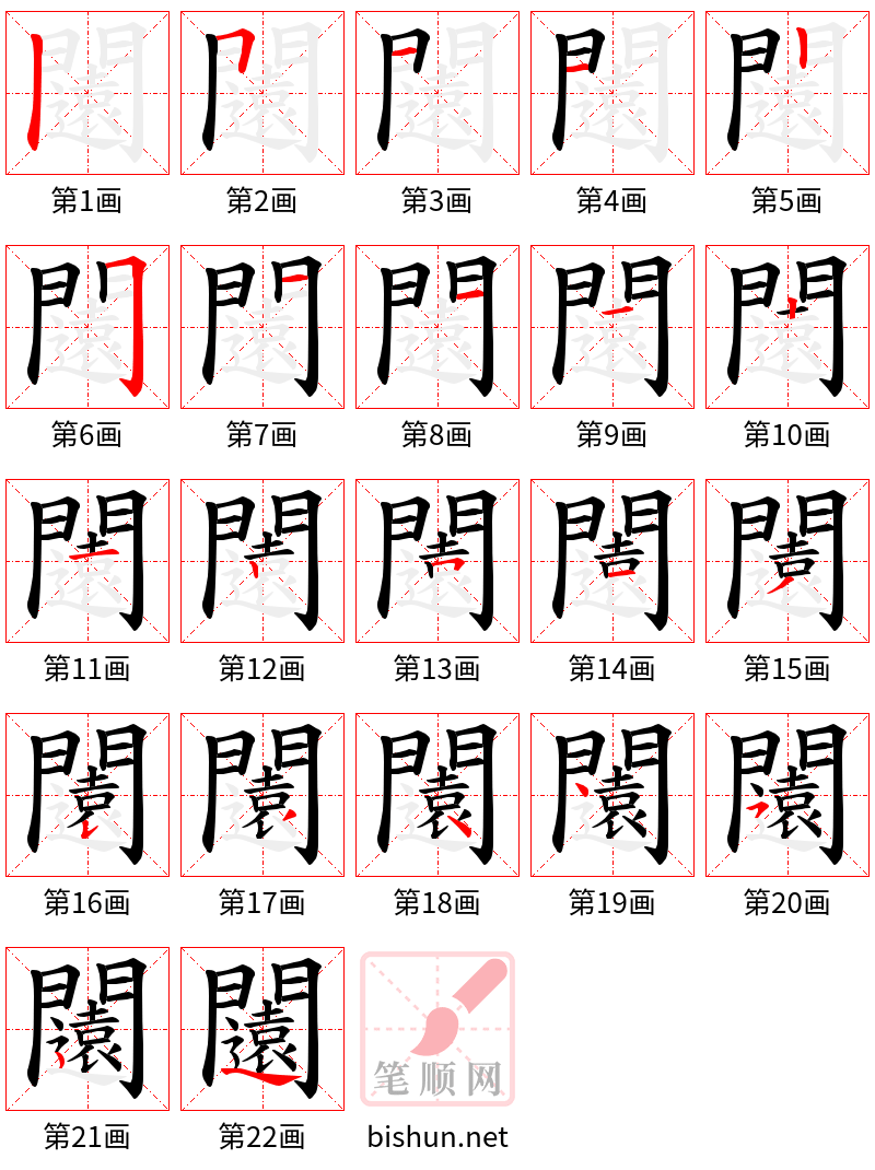 闧 笔顺规范