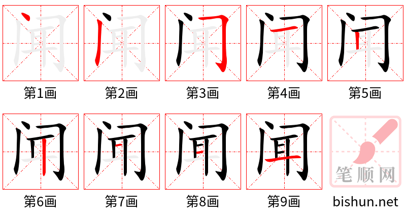 闻 笔顺规范