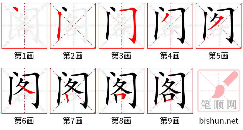 阁 笔顺规范