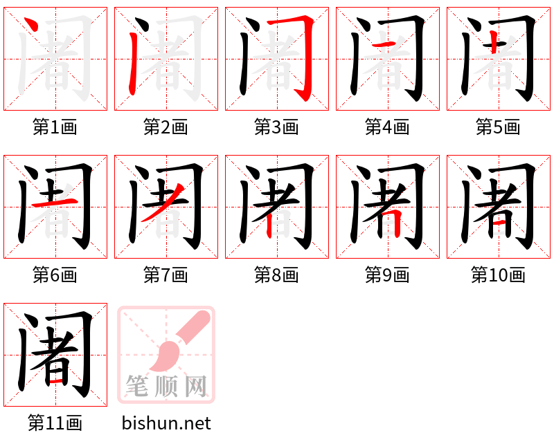 阇 笔顺规范