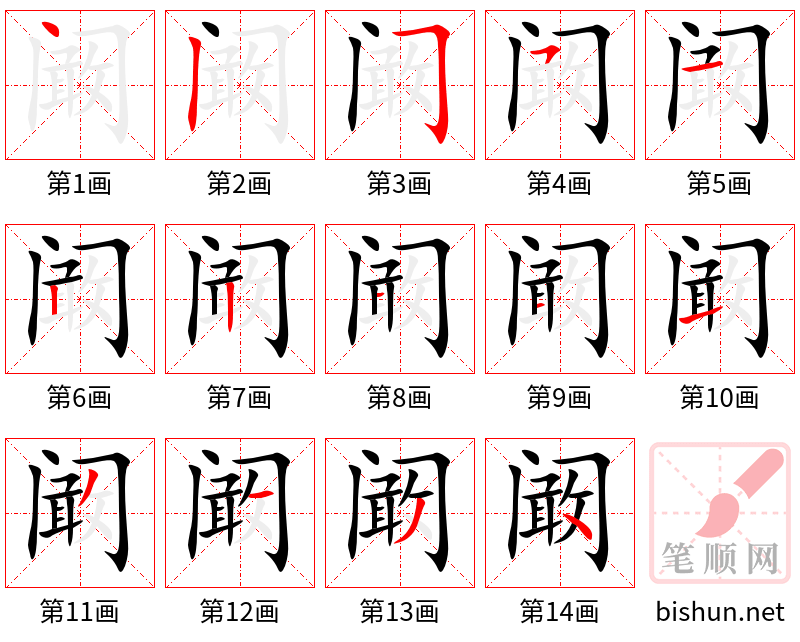 阚 笔顺规范