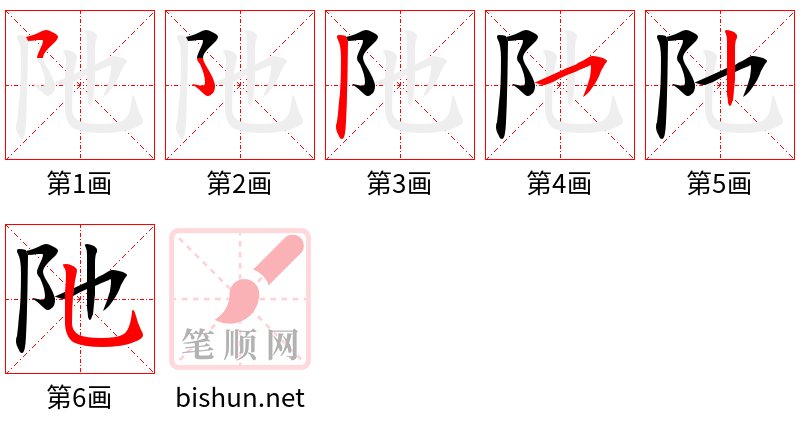 阤 笔顺规范