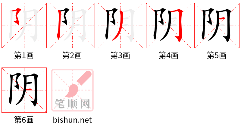 阴 笔顺规范