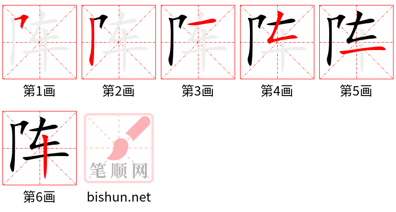 阵 笔顺规范