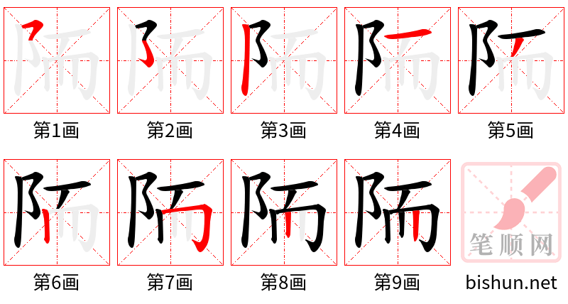 陑 笔顺规范