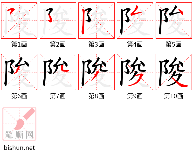 陖 笔顺规范