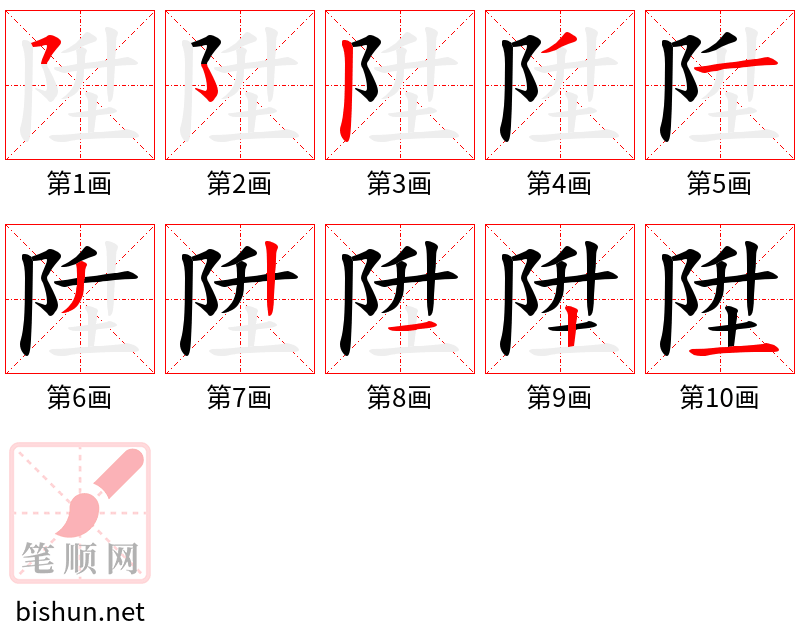 陞 笔顺规范