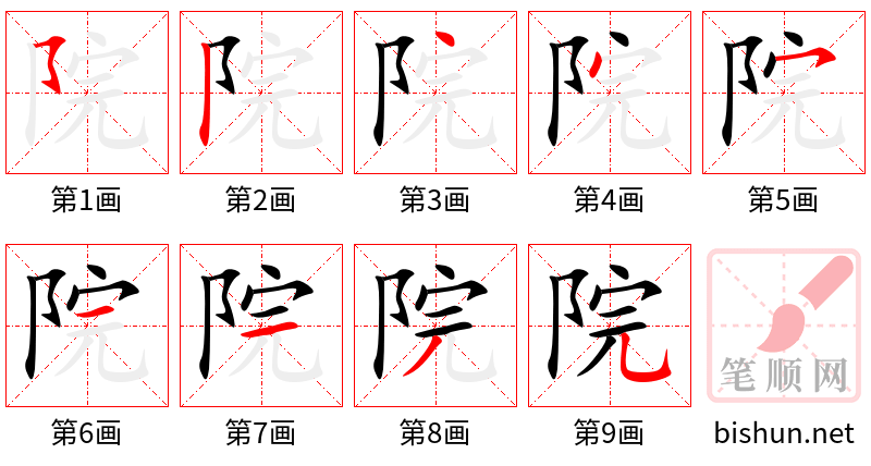 院 笔顺规范