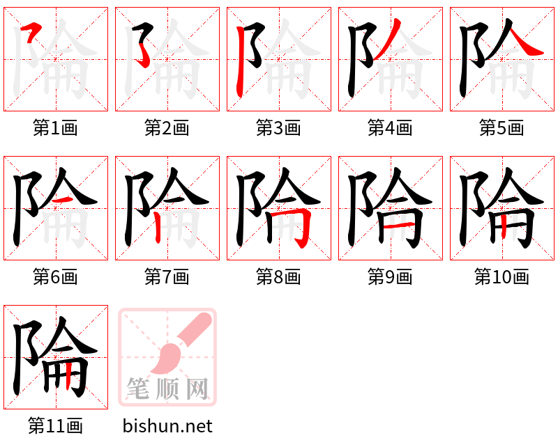 陯 笔顺规范