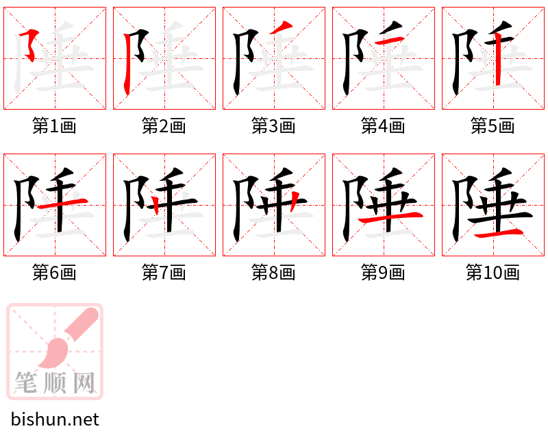 陲 笔顺规范