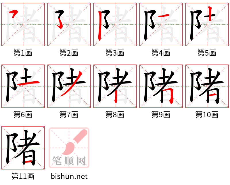 陼 笔顺规范