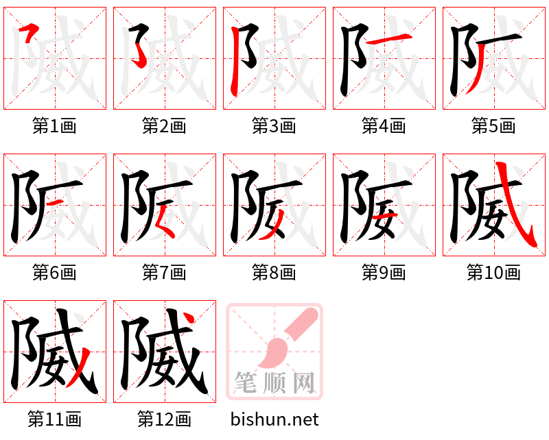 隇 笔顺规范