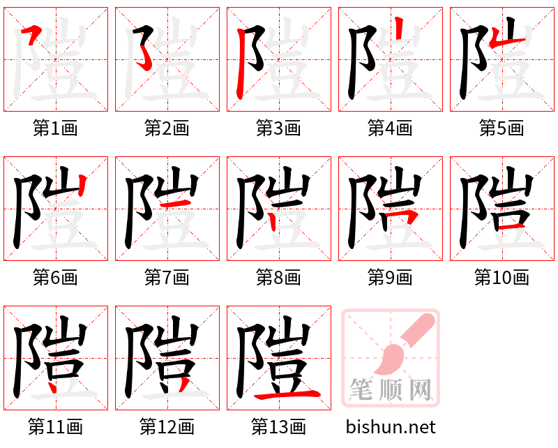 隑 笔顺规范