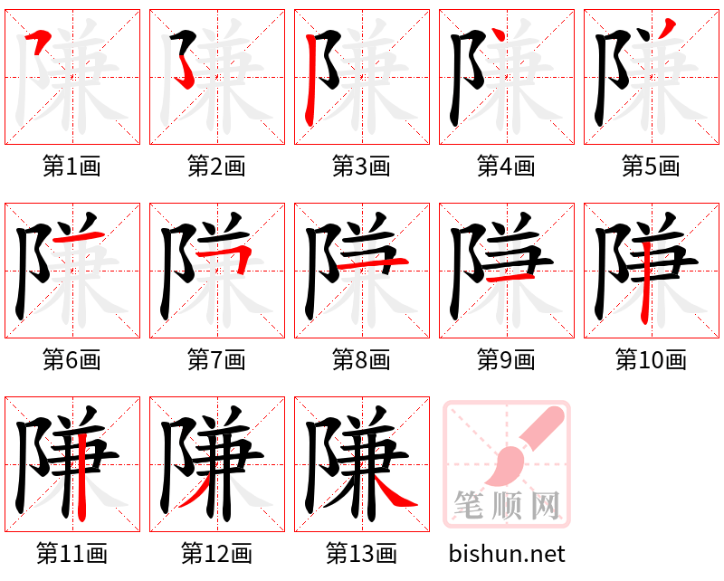 隒 笔顺规范