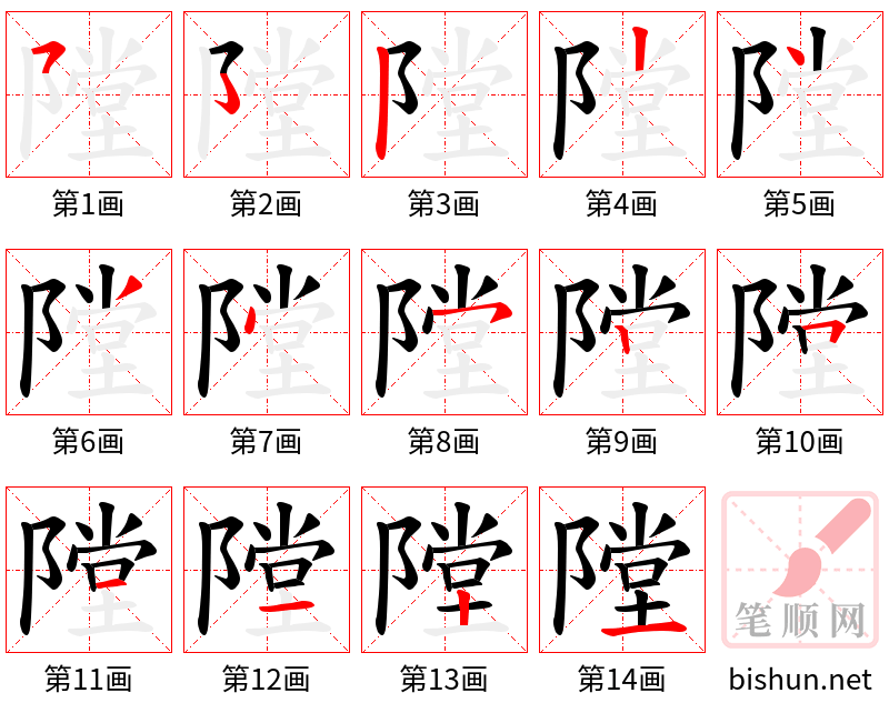 隚 笔顺规范